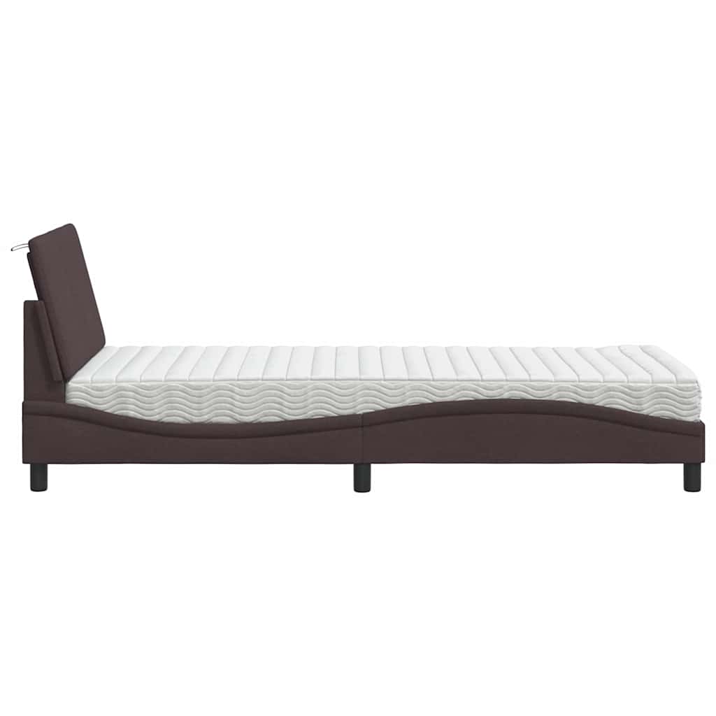Bett mit Matratze "Hanko" Dunkelbraun 90x190 cm Stoff