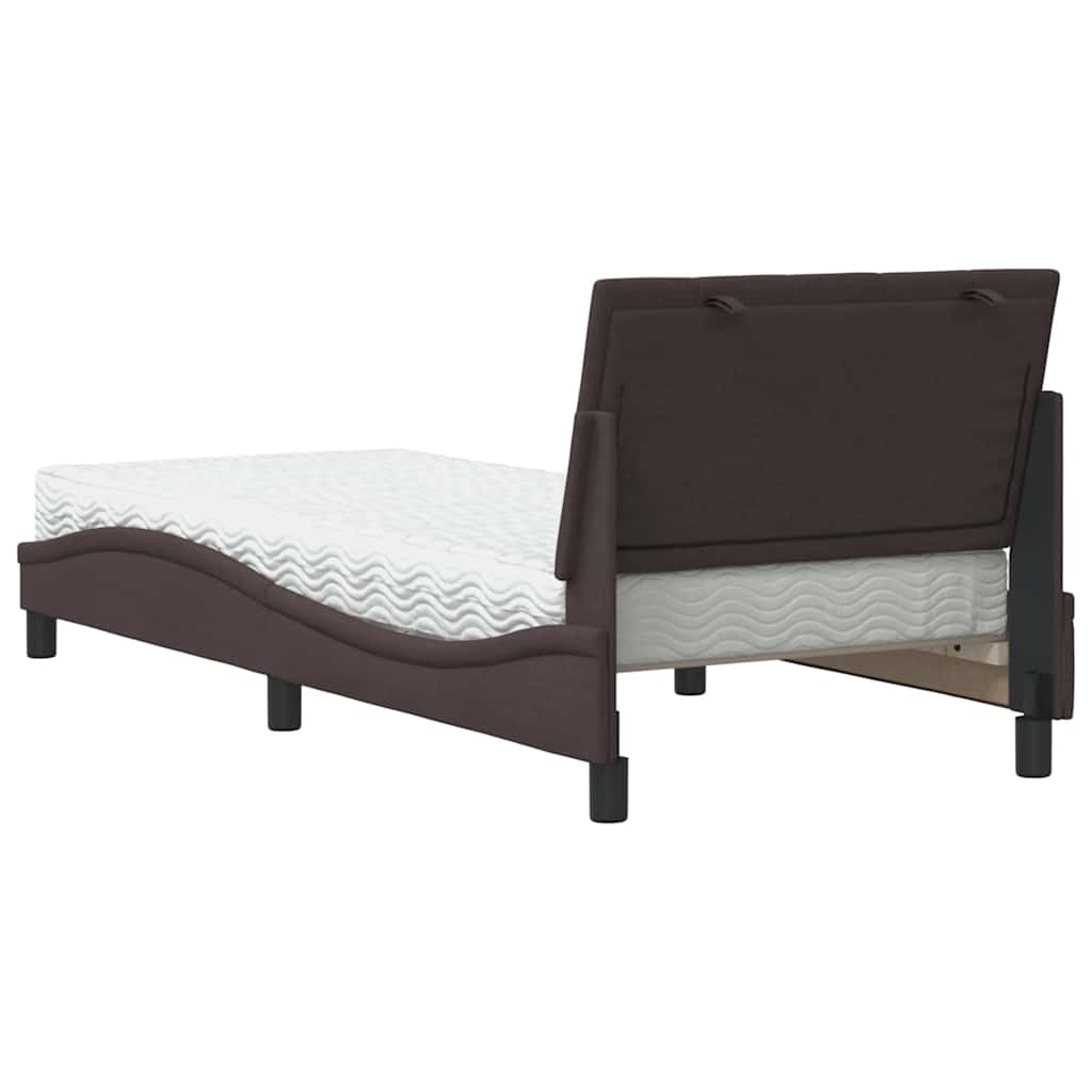 Bett mit Matratze "Hanko" Dunkelbraun 90x190 cm Stoff