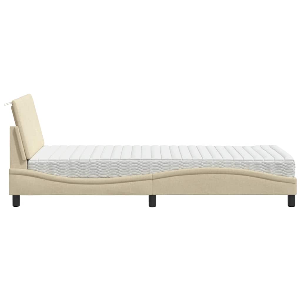 Bett mit Matratze "Hanko" Creme 90x190 cm Stoff