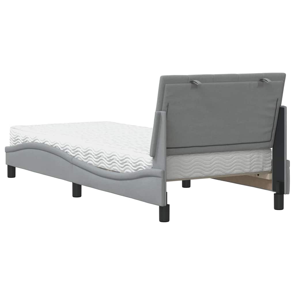 Bett mit Matratze "Hanko" Hellgrau 90x200 cm Stoff