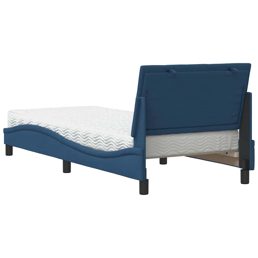 Bett mit Matratze "Hanko" Blau 90x200 cm Stoff