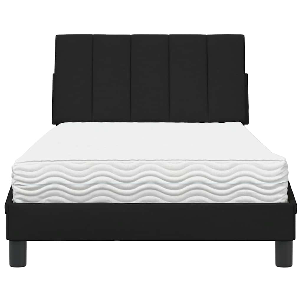 Bed with mattress black 100x200 cm fabric