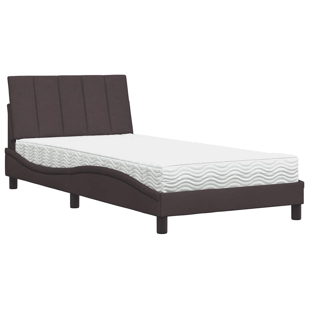 Bett mit Matratze "Hanko" Dunkelbraun 100x200 cm Stoff