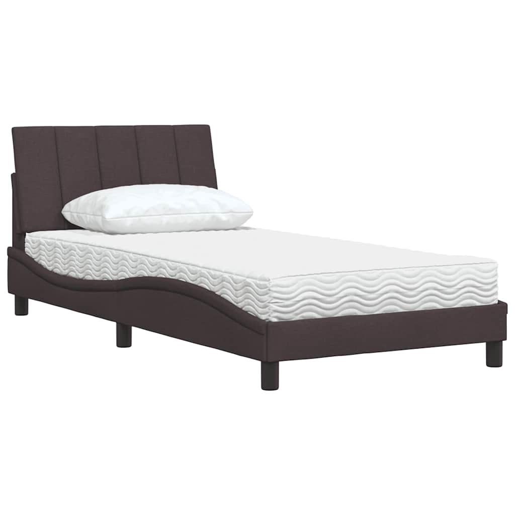 Bett mit Matratze "Hanko" Dunkelbraun 100x200 cm Stoff