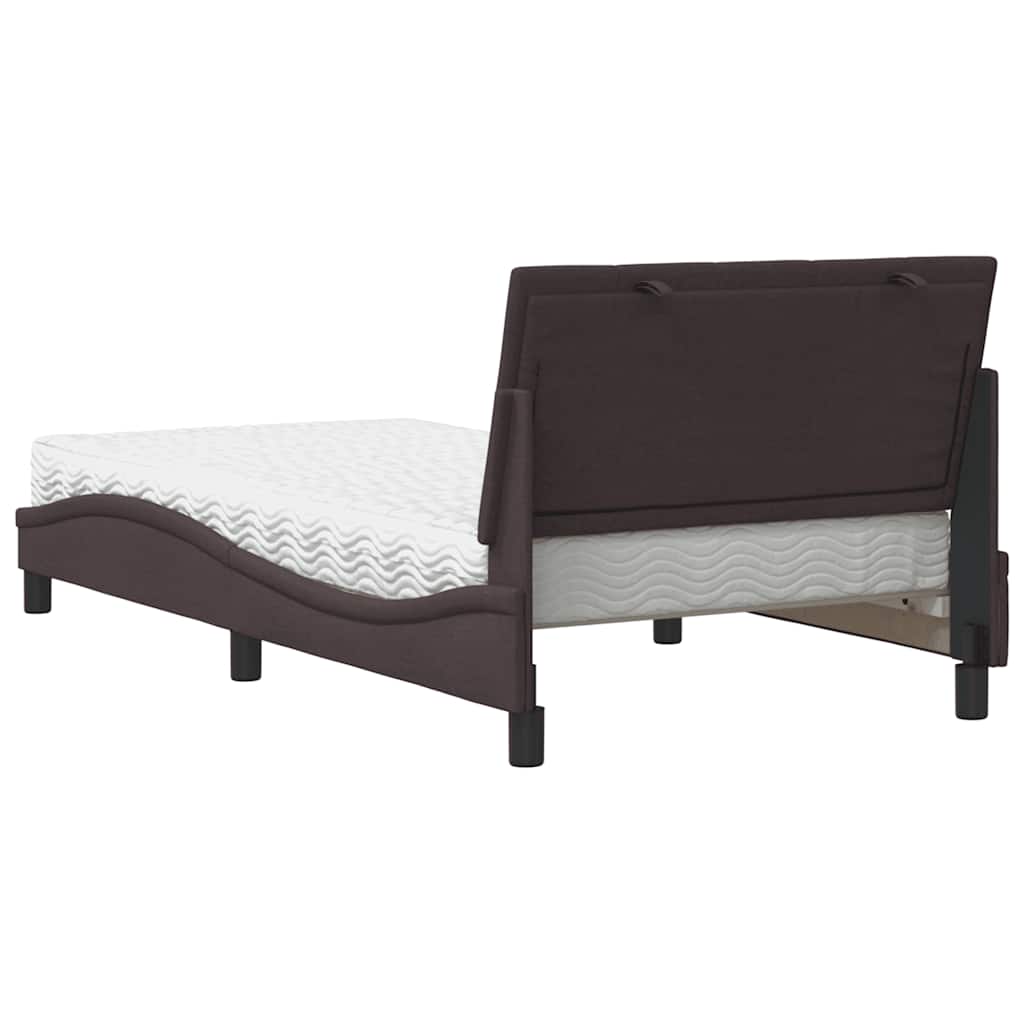 Bett mit Matratze "Hanko" Dunkelbraun 100x200 cm Stoff