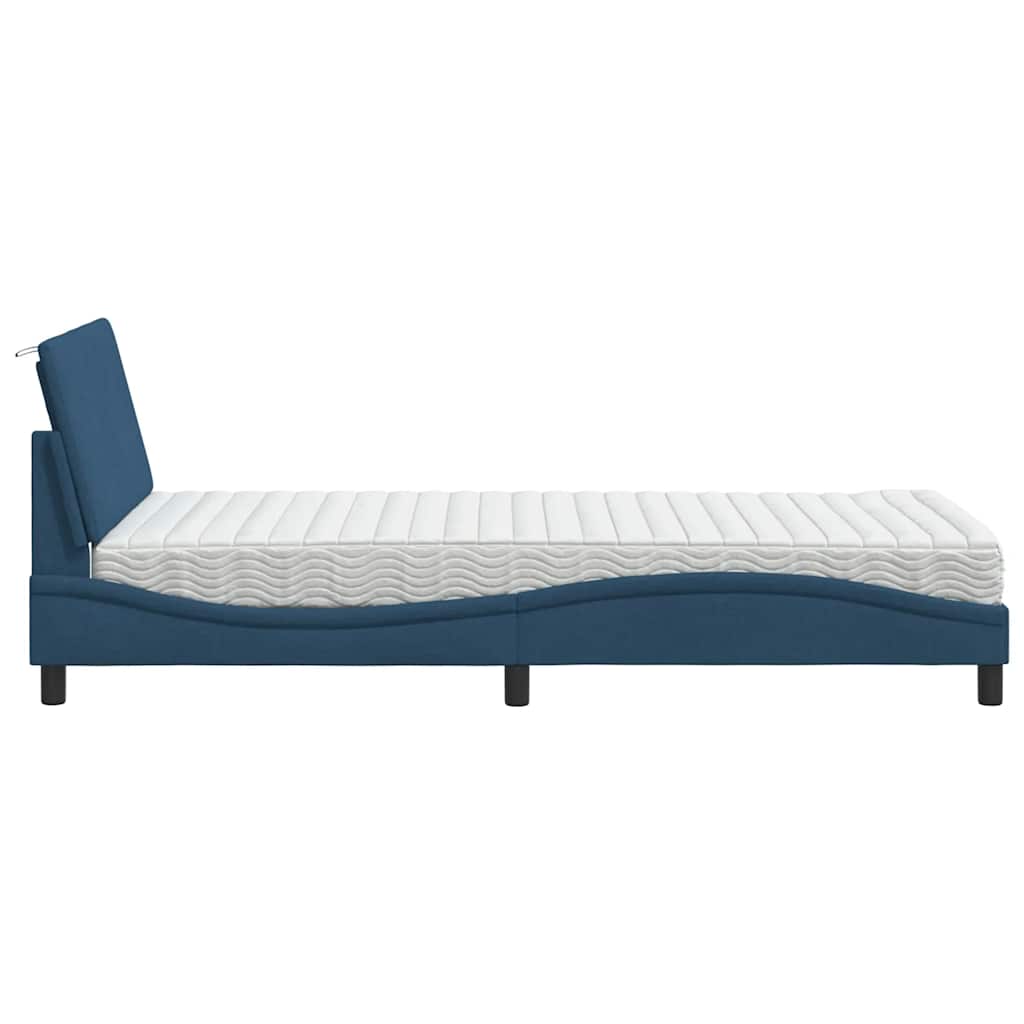 Bett mit Matratze "Hanko" Blau 100x200 cm Stoff