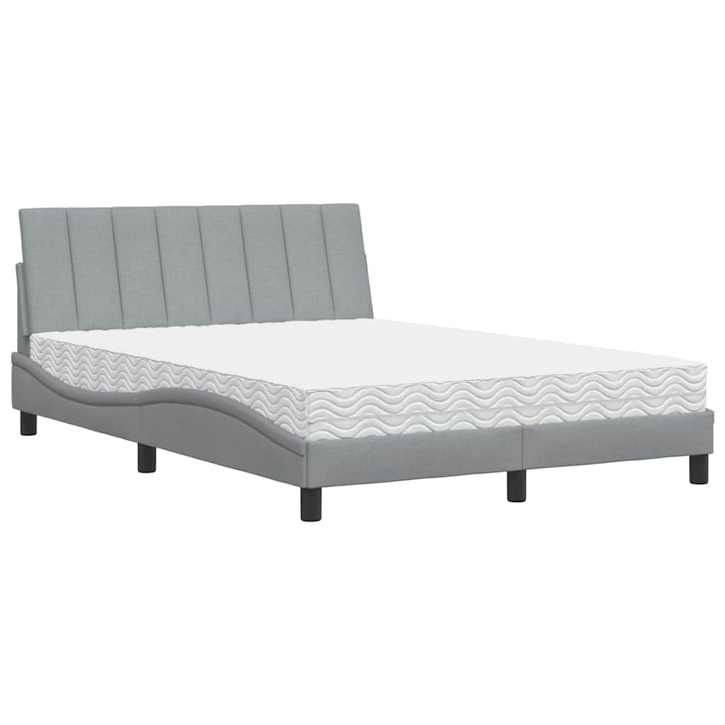 Bett mit Matratze "Hanko" Hellgrau 120x200 cm Stoff