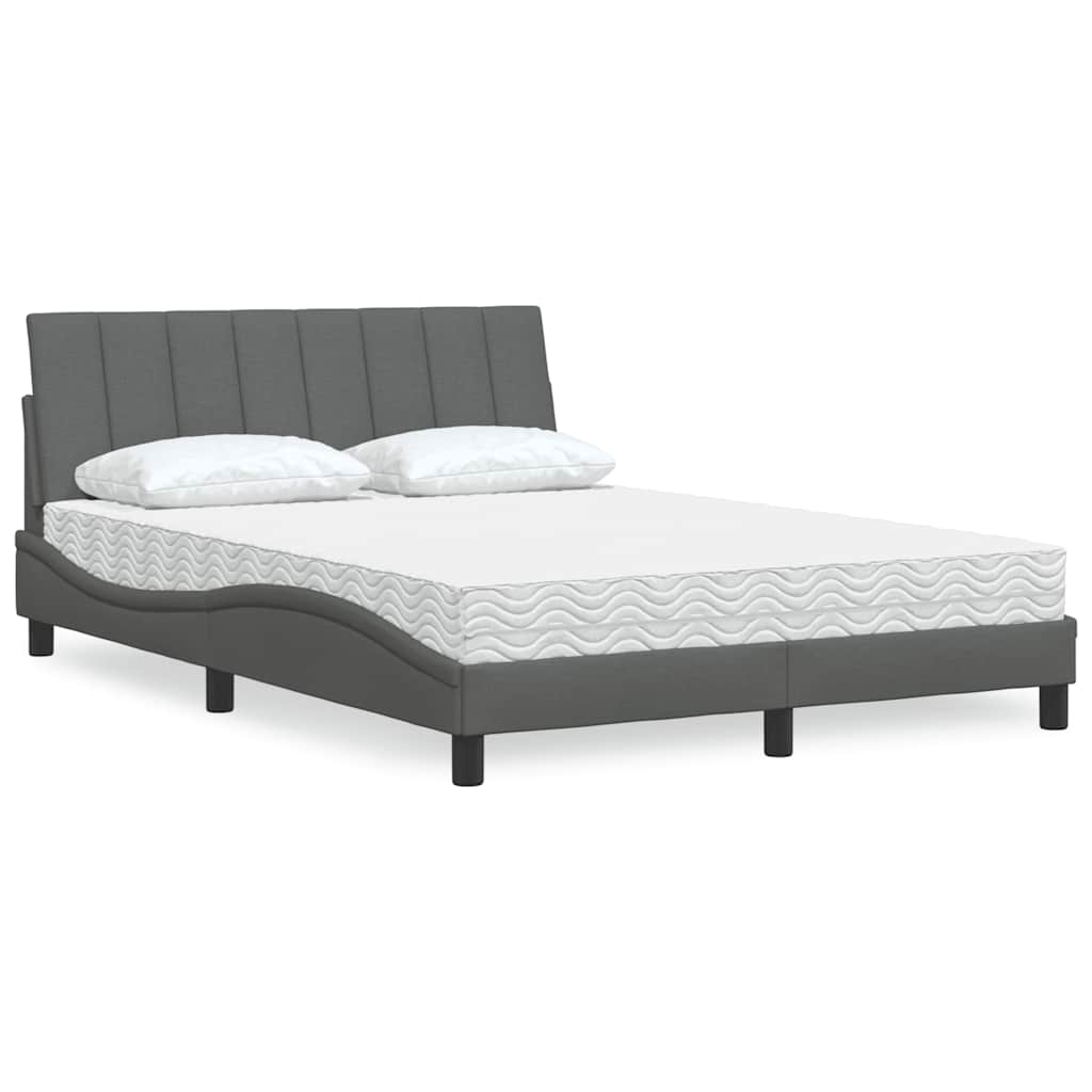 Bett mit Matratze "Hanko" Dunkelgrau 140x190 cm Stoff