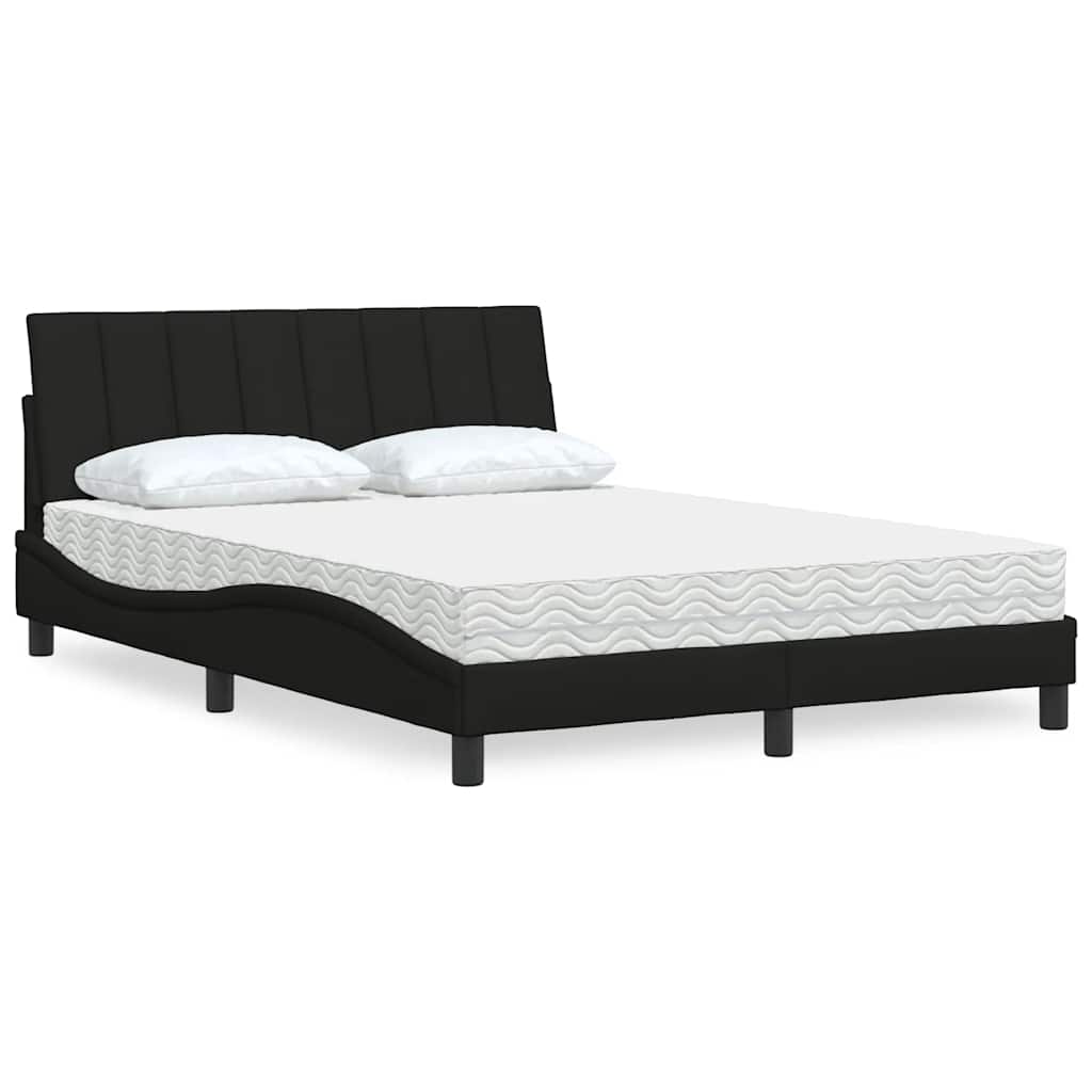Bett mit Matratze "Hanko" Schwarz 140x190 cm Stoff