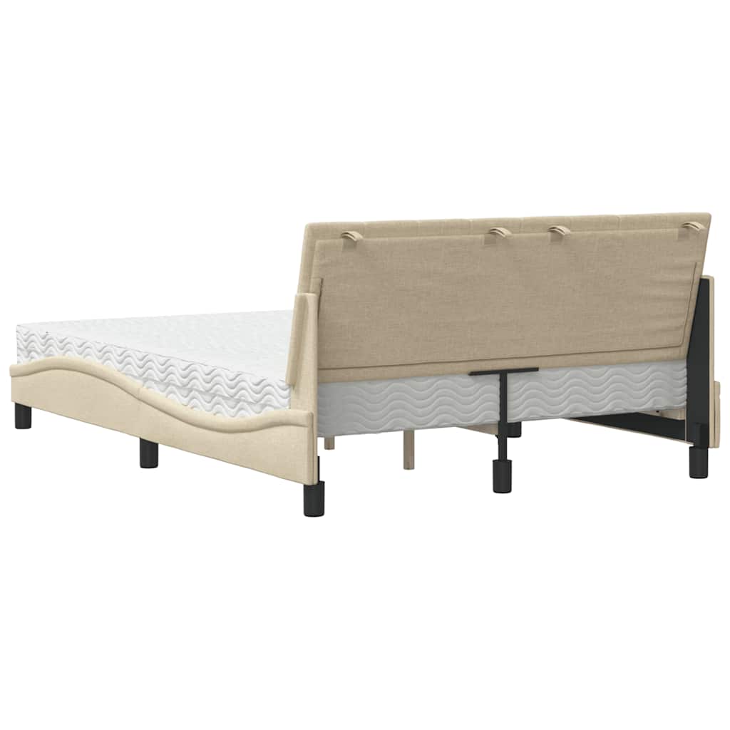 Bett mit Matratze "Hanko" Creme 140x190 cm Stoff