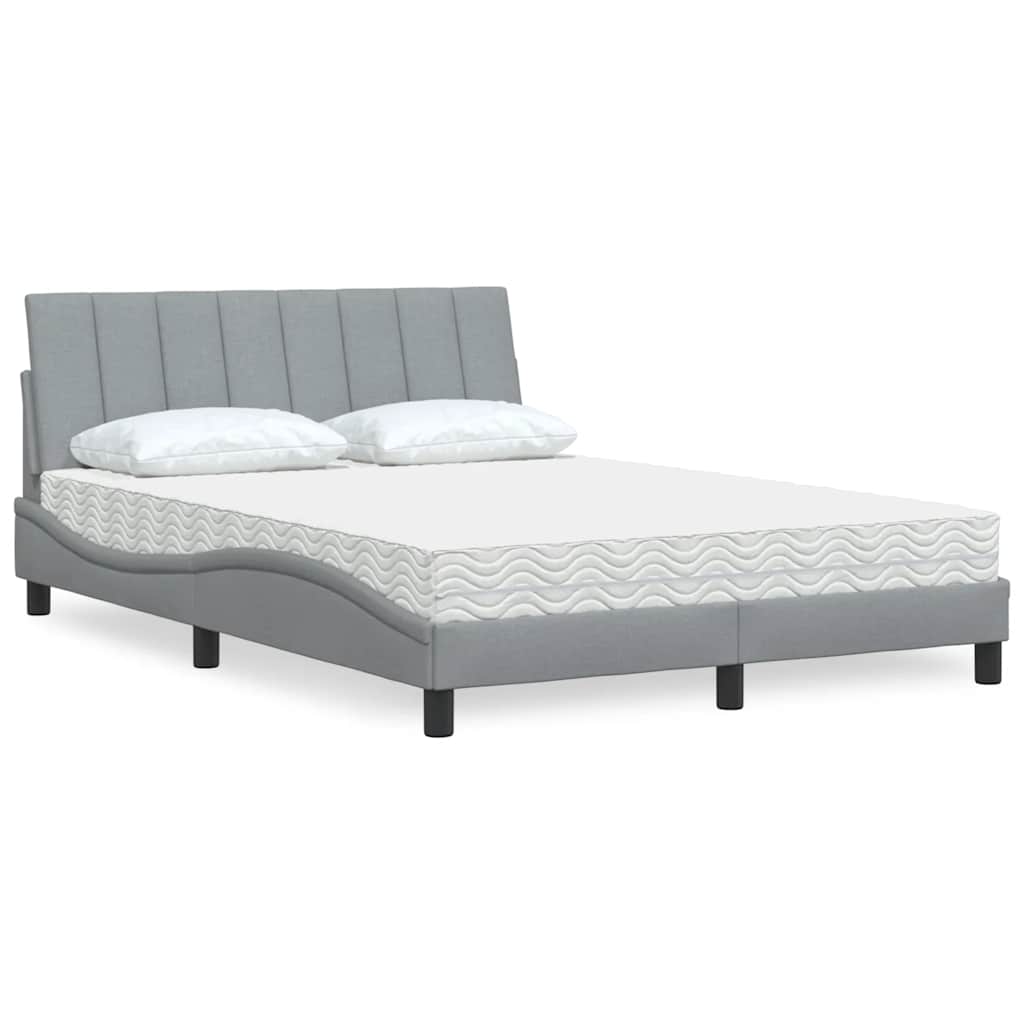 Bett mit Matratze "Hanko" Hellgrau 140x200 cm Stoff