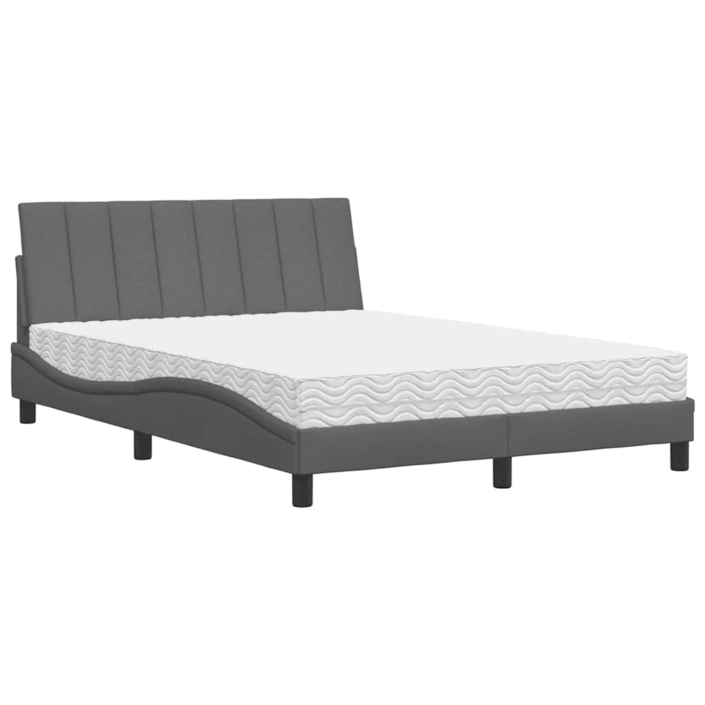 Bett mit Matratze "Hanko" Dunkelgrau 140x200 cm Stoff