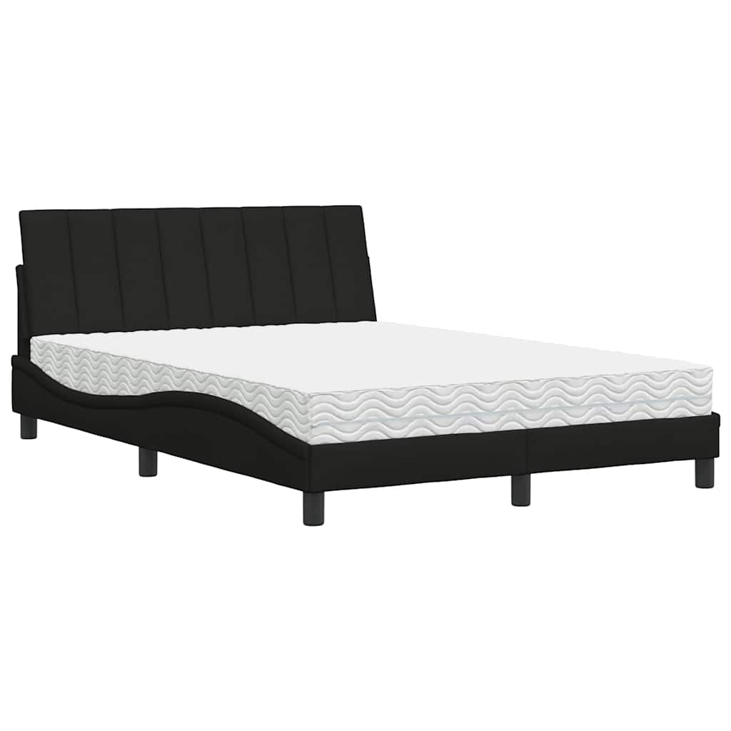 Bett mit Matratze "Hanko" Schwarz 140x200 cm Stoff