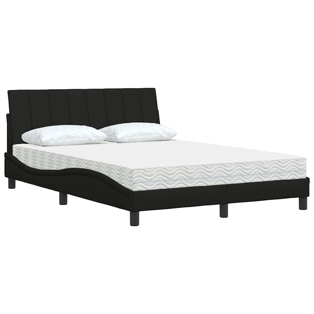 Bett mit Matratze "Hanko" Schwarz 140x200 cm Stoff
