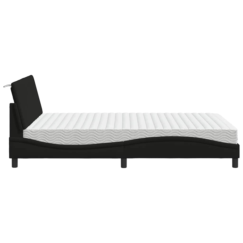 Bett mit Matratze "Hanko" Schwarz 140x200 cm Stoff