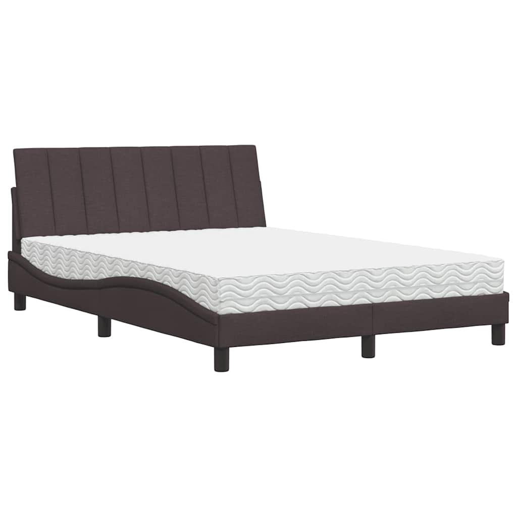 Bett mit Matratze "Hanko" Dunkelbraun 140x200 cm Stoff