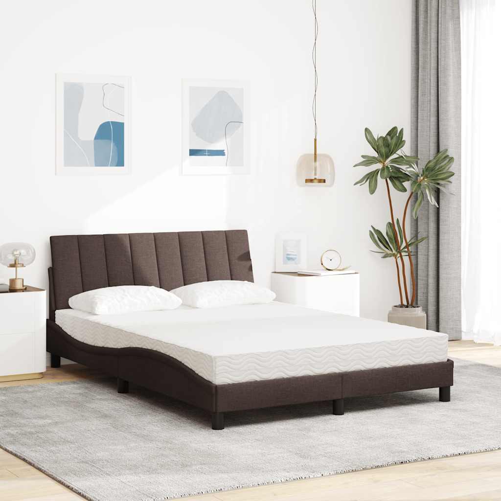 Bett mit Matratze "Hanko" Dunkelbraun 140x200 cm Stoff