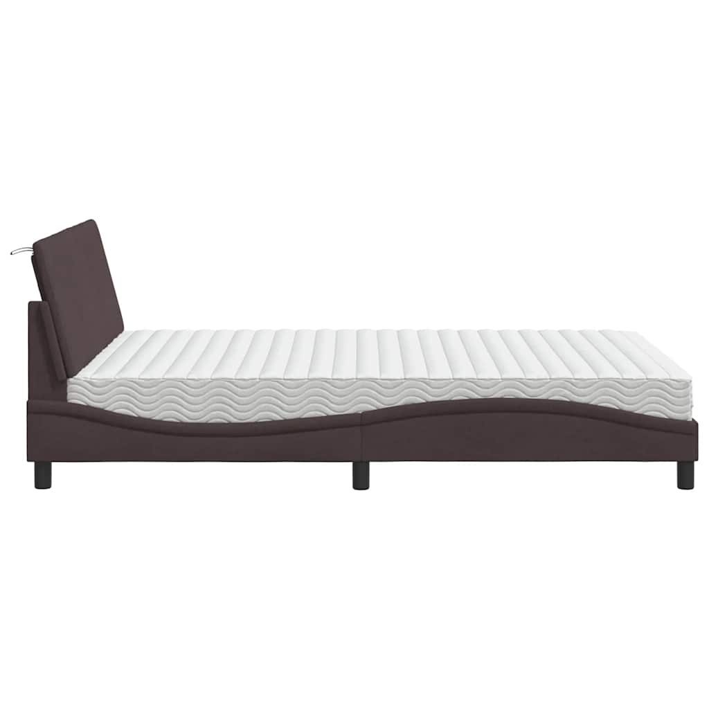 Bett mit Matratze "Hanko" Dunkelbraun 140x200 cm Stoff