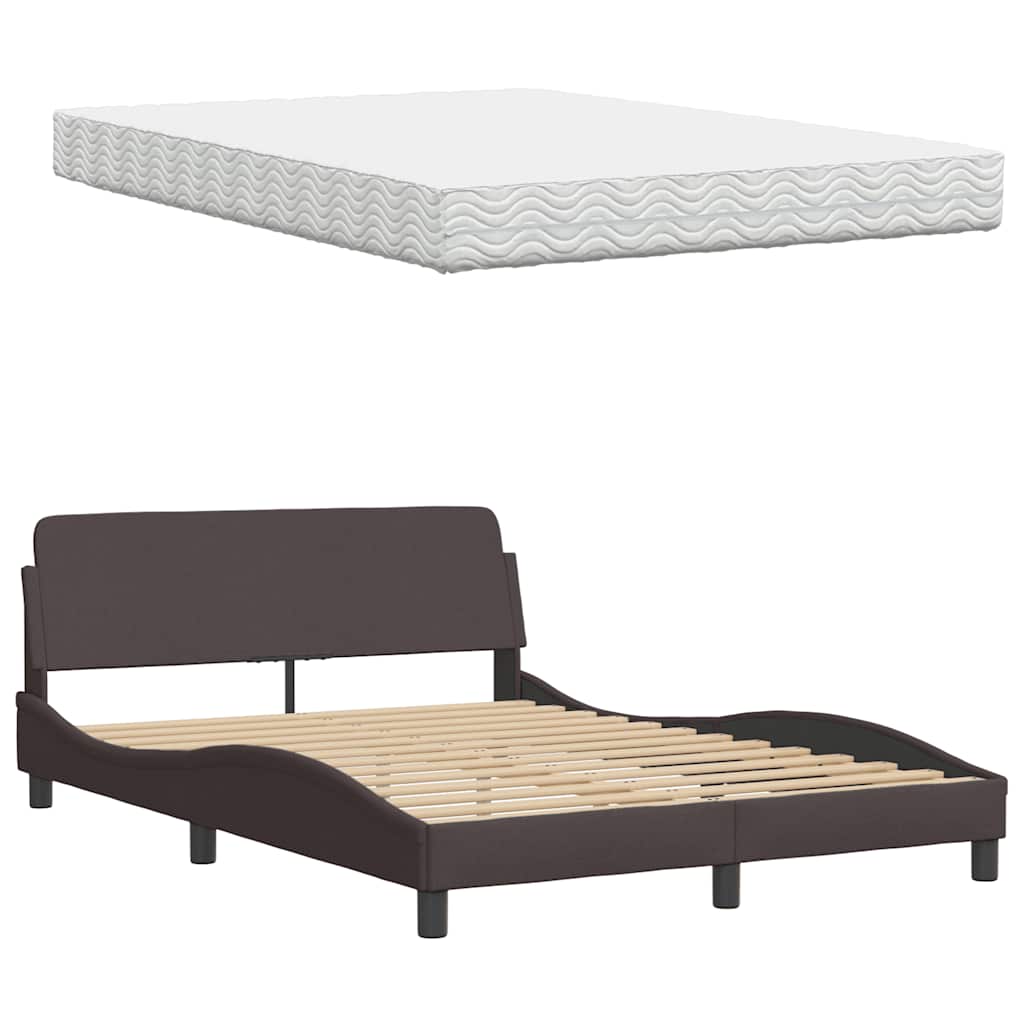 Bett mit Matratze "Hanko" Dunkelbraun 140x200 cm Stoff