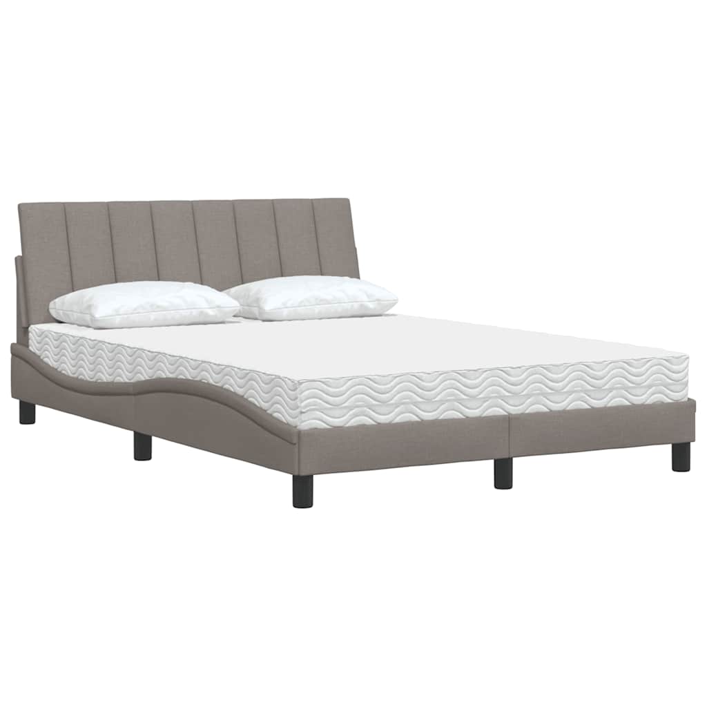 Bett mit Matratze "Hanko" Taupe 140x200 cm Stoff