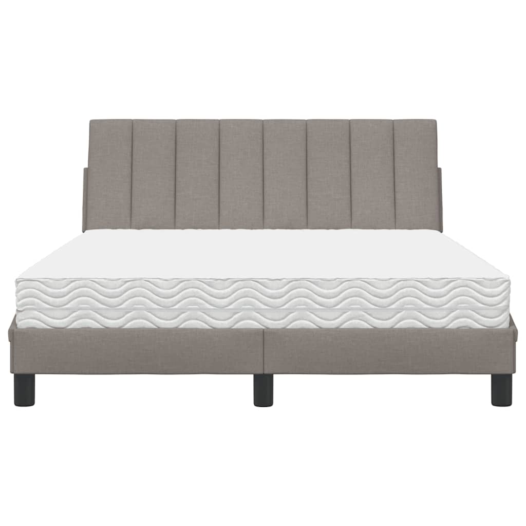 Bett mit Matratze "Hanko" Taupe 140x200 cm Stoff