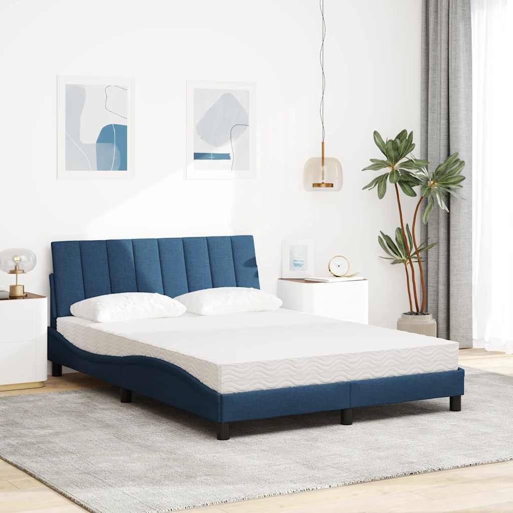 Bett mit Matratze "Hanko" Blau 140x200 cm Stoff