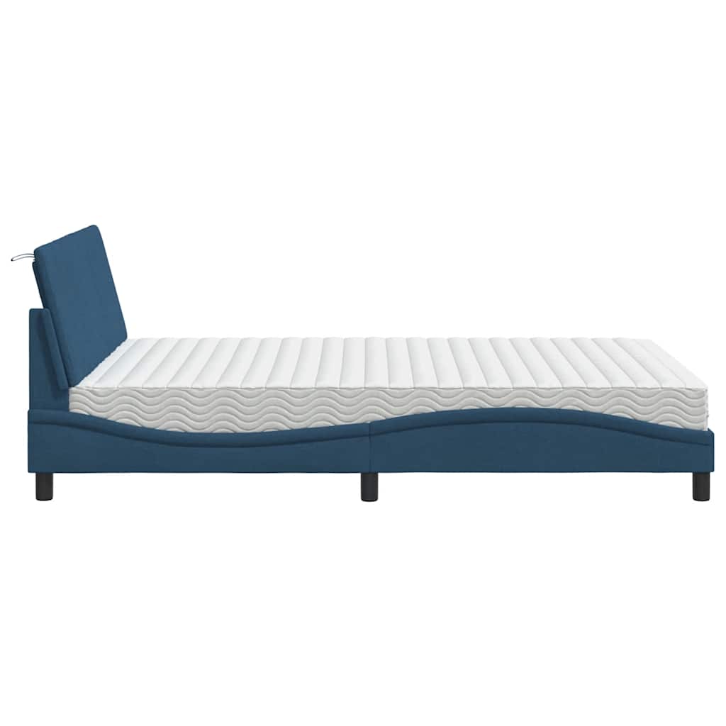 Bett mit Matratze "Hanko" Blau 140x200 cm Stoff