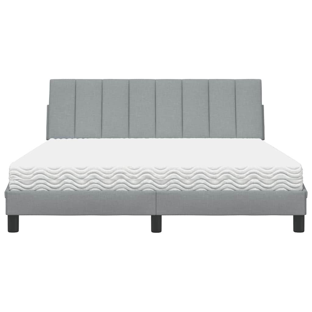 Bett mit Matratze "Hanko" Hellgrau 160x200 cm Stoff