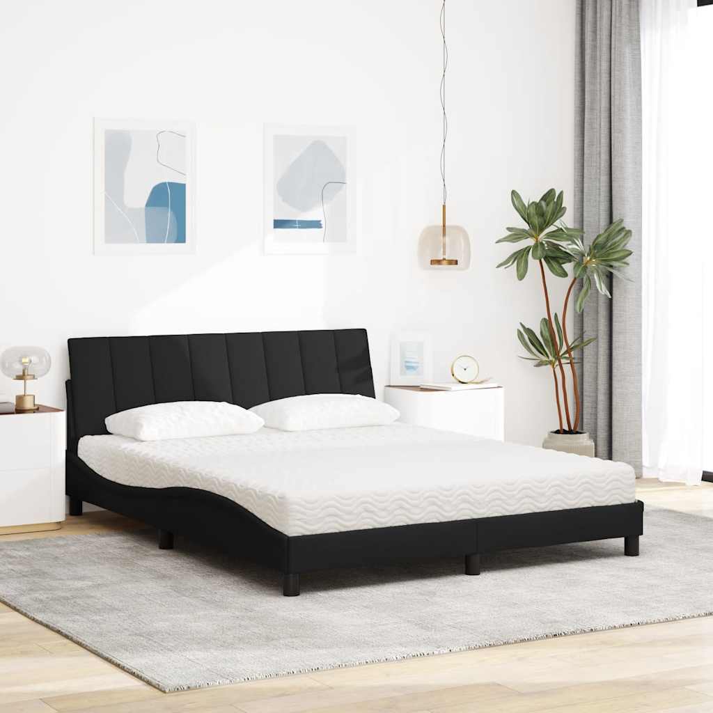 Bett mit Matratze "Hanko" Schwarz 160x200 cm Stoff