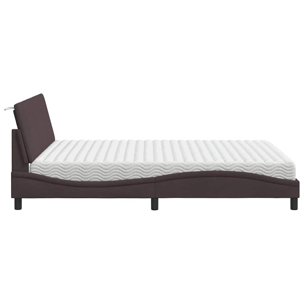 Bett mit Matratze "Hanko" Dunkelbraun 160x200 cm Stoff