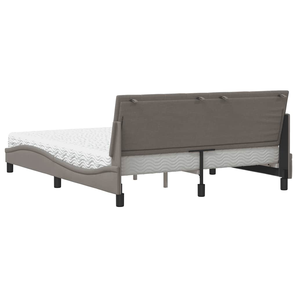 Bett mit Matratze "Hanko" Taupe 160x200 cm Stoff