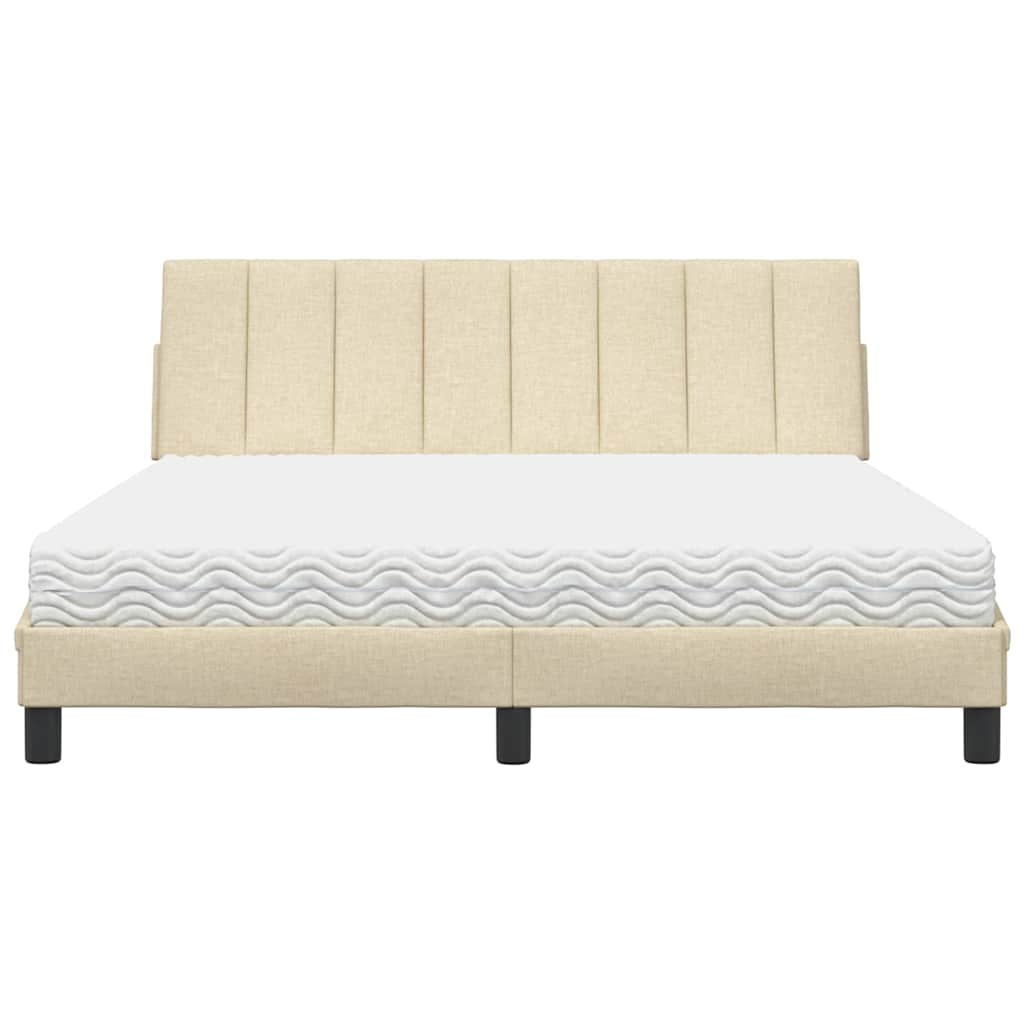 Bett mit Matratze "Hanko" Creme 160x200 cm Stoff