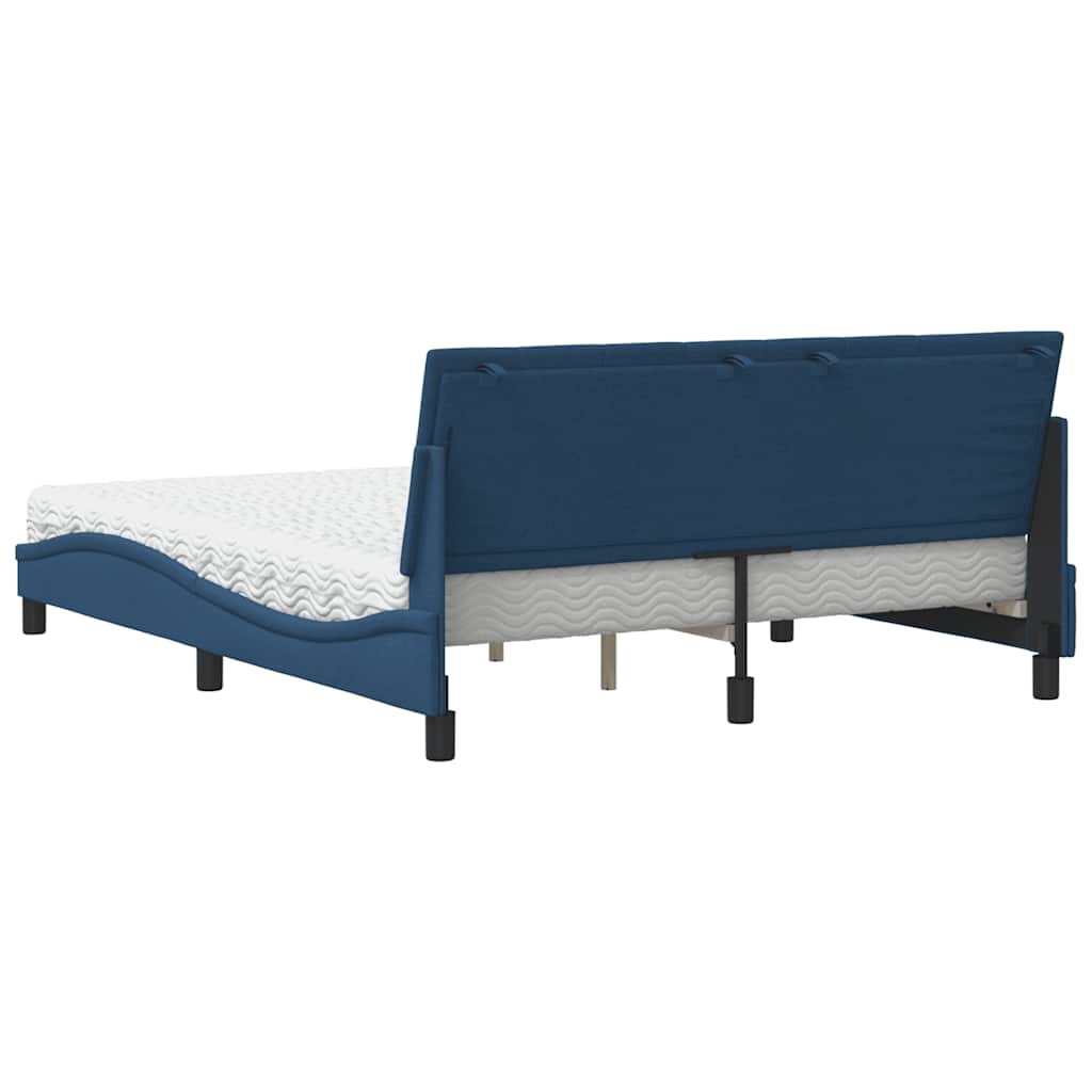 Bett mit Matratze "Hanko" Blau 160x200 cm Stoff