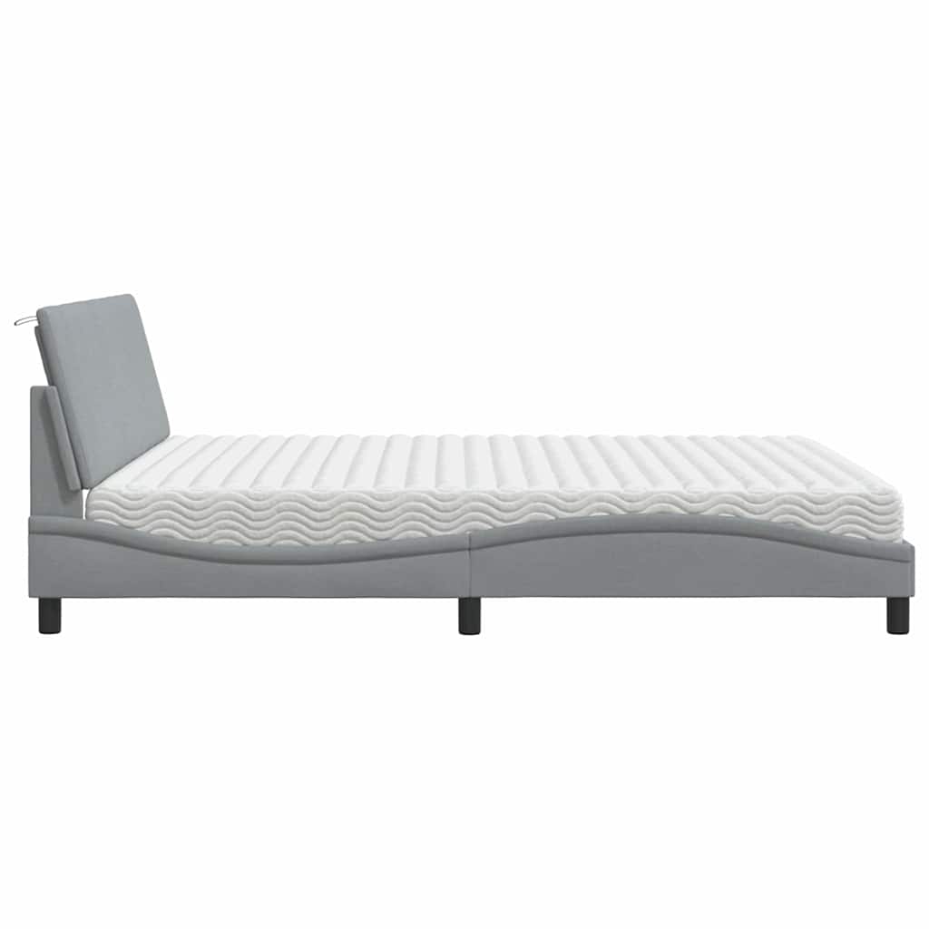 Bett mit Matratze "Hanko" Hellgrau 180x200 cm Stoff