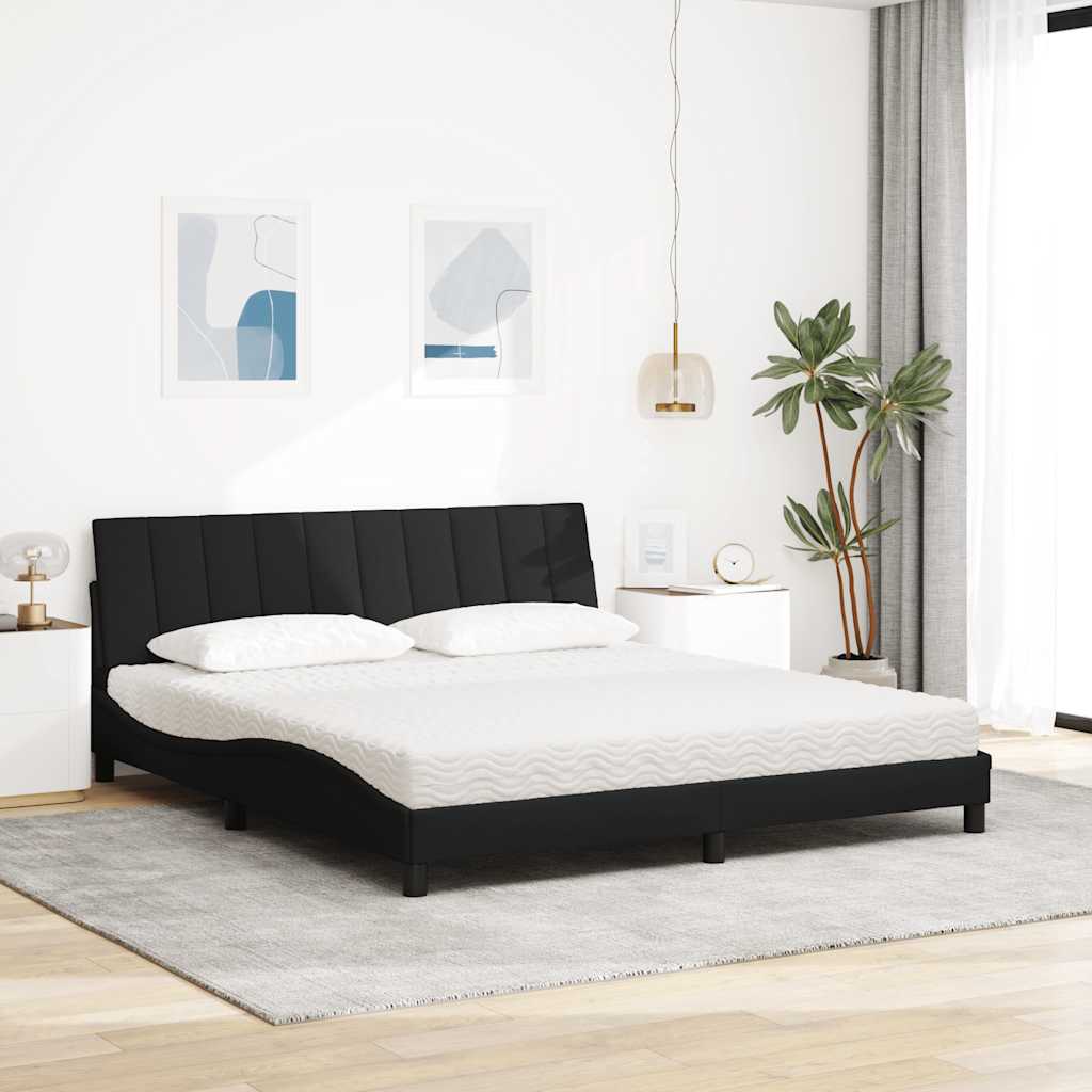 Bett mit Matratze "Hanko" Schwarz 180x200 cm Stoff