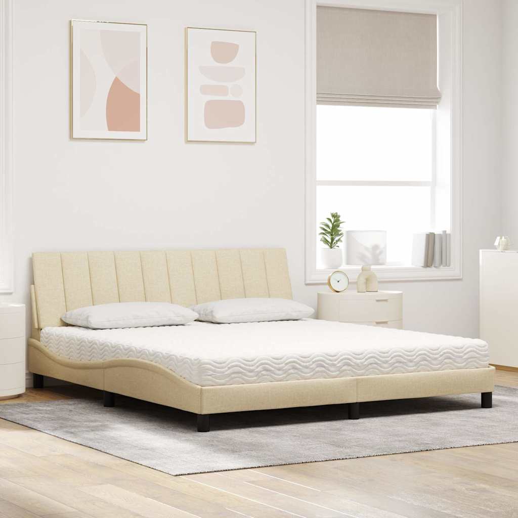 Bett mit Matratze "Hanko" Creme 180x200 cm Stoff