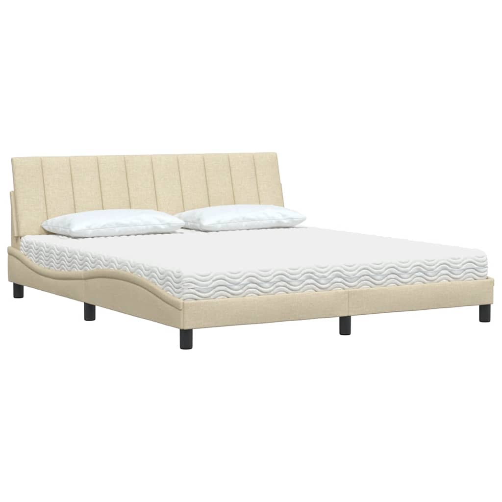 Bett mit Matratze "Hanko" Creme 180x200 cm Stoff