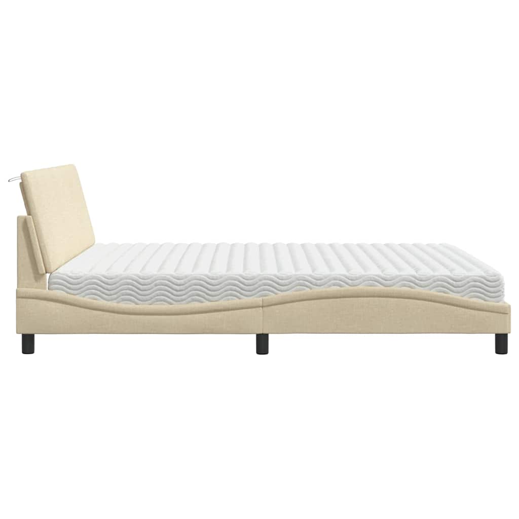 Bett mit Matratze "Hanko" Creme 180x200 cm Stoff