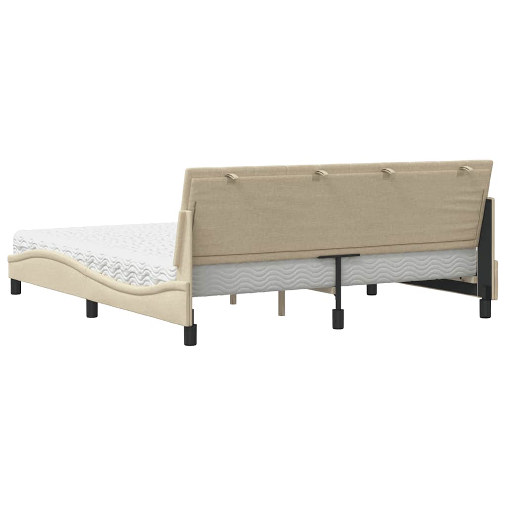 Bett mit Matratze "Hanko" Creme 180x200 cm Stoff