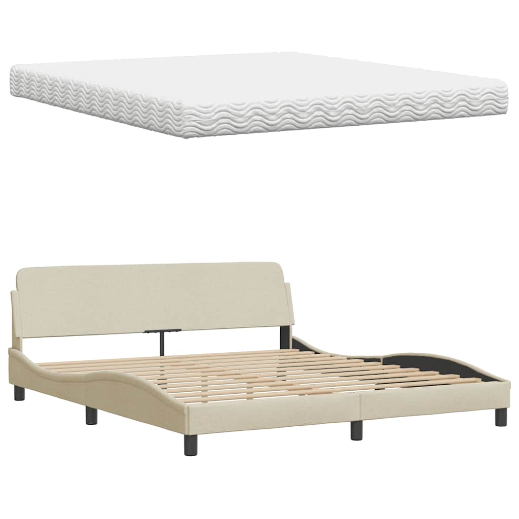 Bett mit Matratze "Hanko" Creme 180x200 cm Stoff