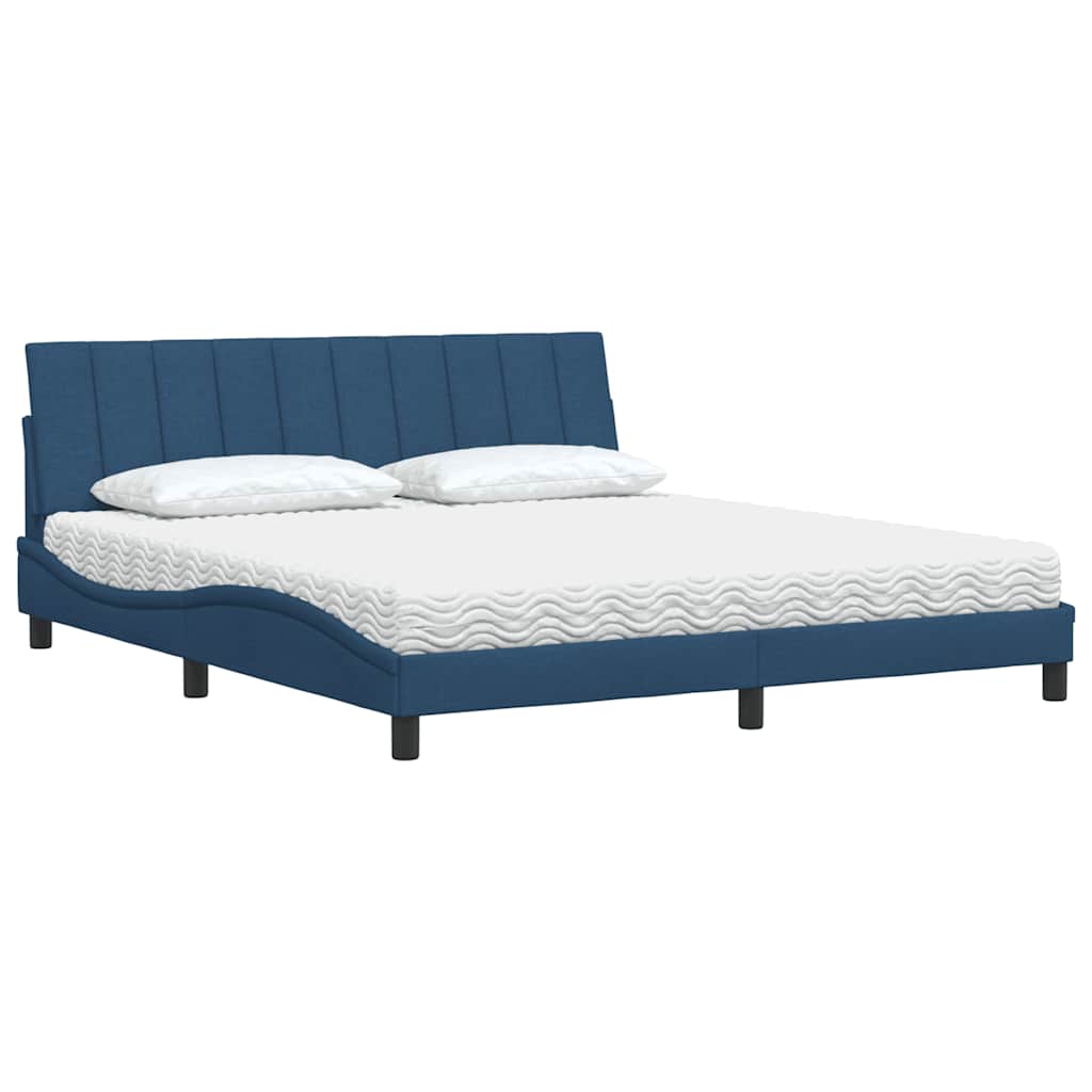 Bett mit Matratze "Hanko" Blau 180x200 cm Stoff
