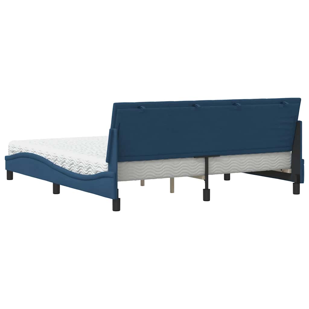 Bett mit Matratze "Hanko" Blau 180x200 cm Stoff
