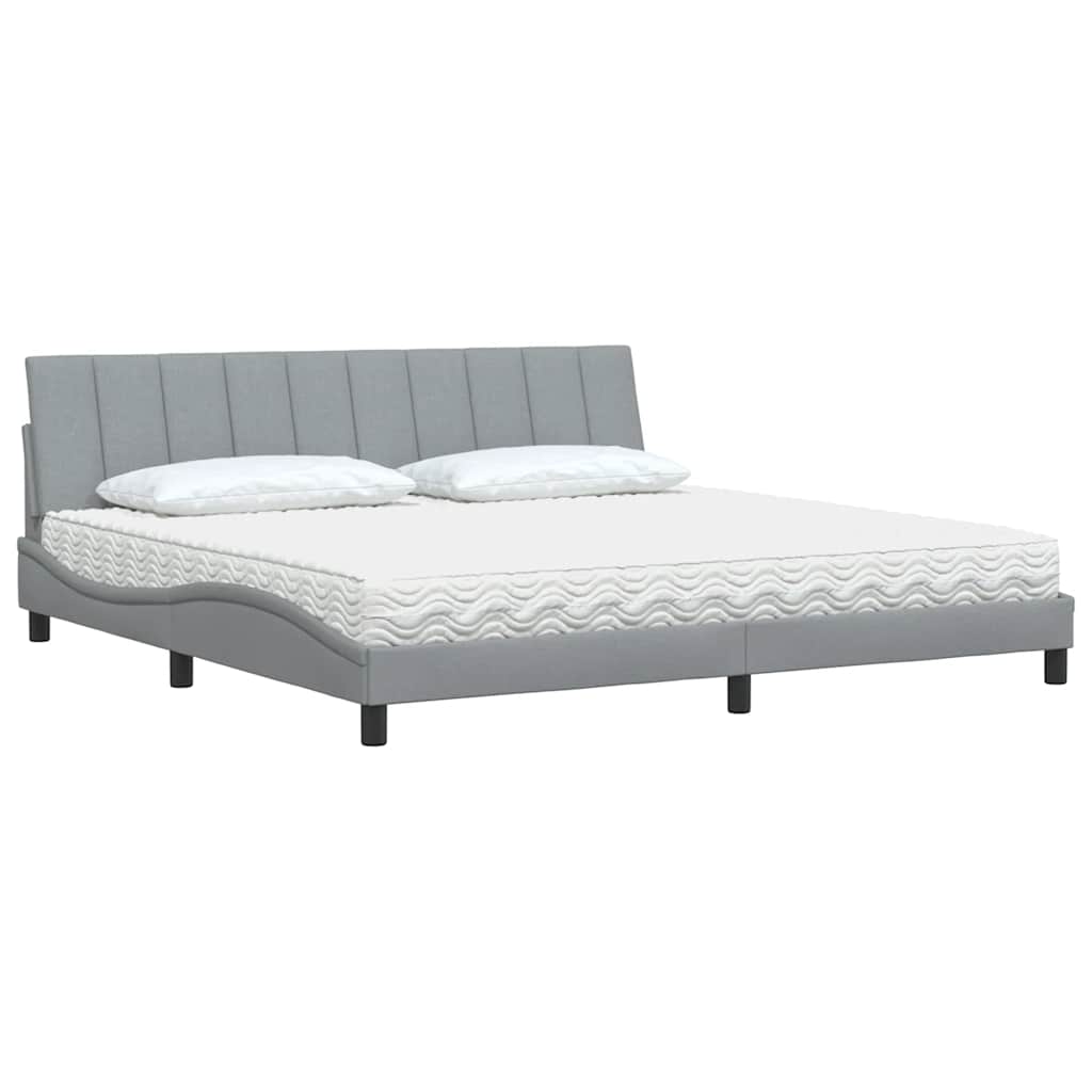 Bett mit Matratze "Hanko" Hellgrau 200x200 cm Stoff