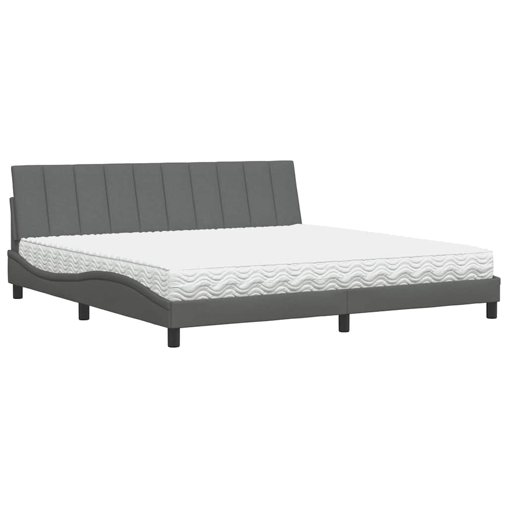 Bett mit Matratze "Hanko" Dunkelgrau 200x200 cm Stoff