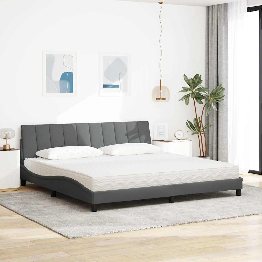 Bett mit Matratze "Hanko" Dunkelgrau 200x200 cm Stoff