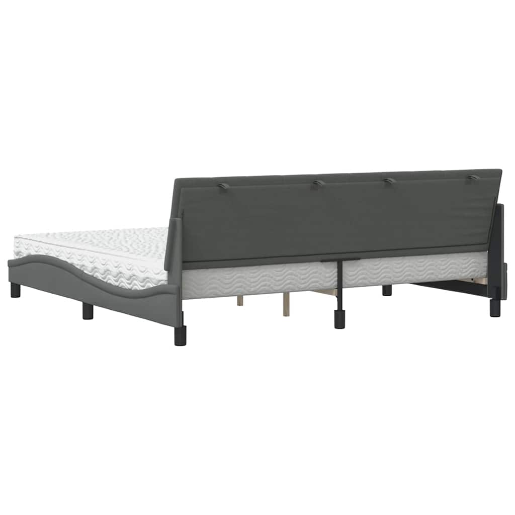 Bett mit Matratze "Hanko" Dunkelgrau 200x200 cm Stoff