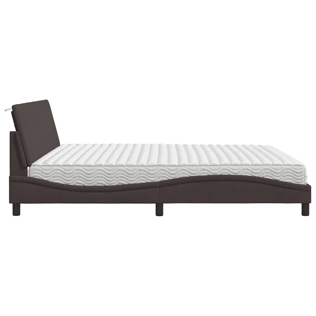 Bett mit Matratze "Hanko" Dunkelbraun 200x200 cm Stoff