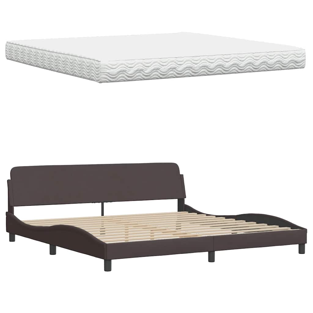 Bett mit Matratze "Hanko" Dunkelbraun 200x200 cm Stoff