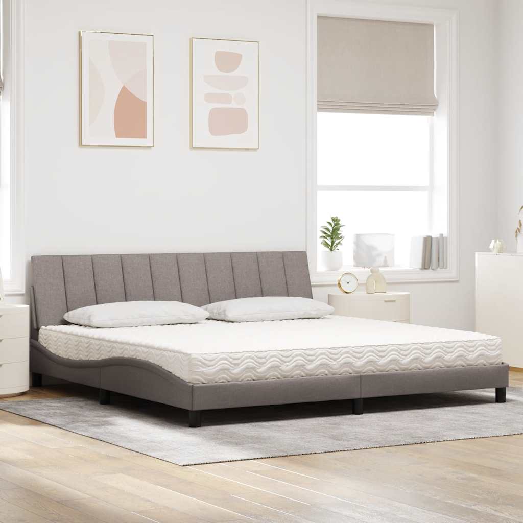 Bett mit Matratze "Hanko" Taupe 200x200 cm Stoff