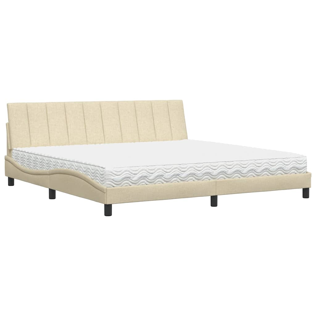 Bett mit Matratze "Hanko" Creme 200x200 cm Stoff